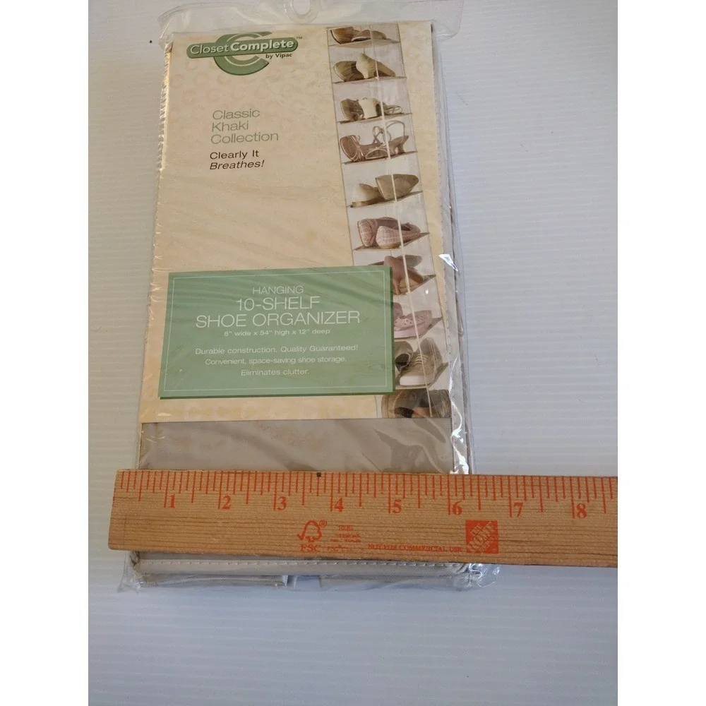 Closet Complete‎ 10 Shelf Hanging Shoe Organizer Convenient Space Saving Clear
